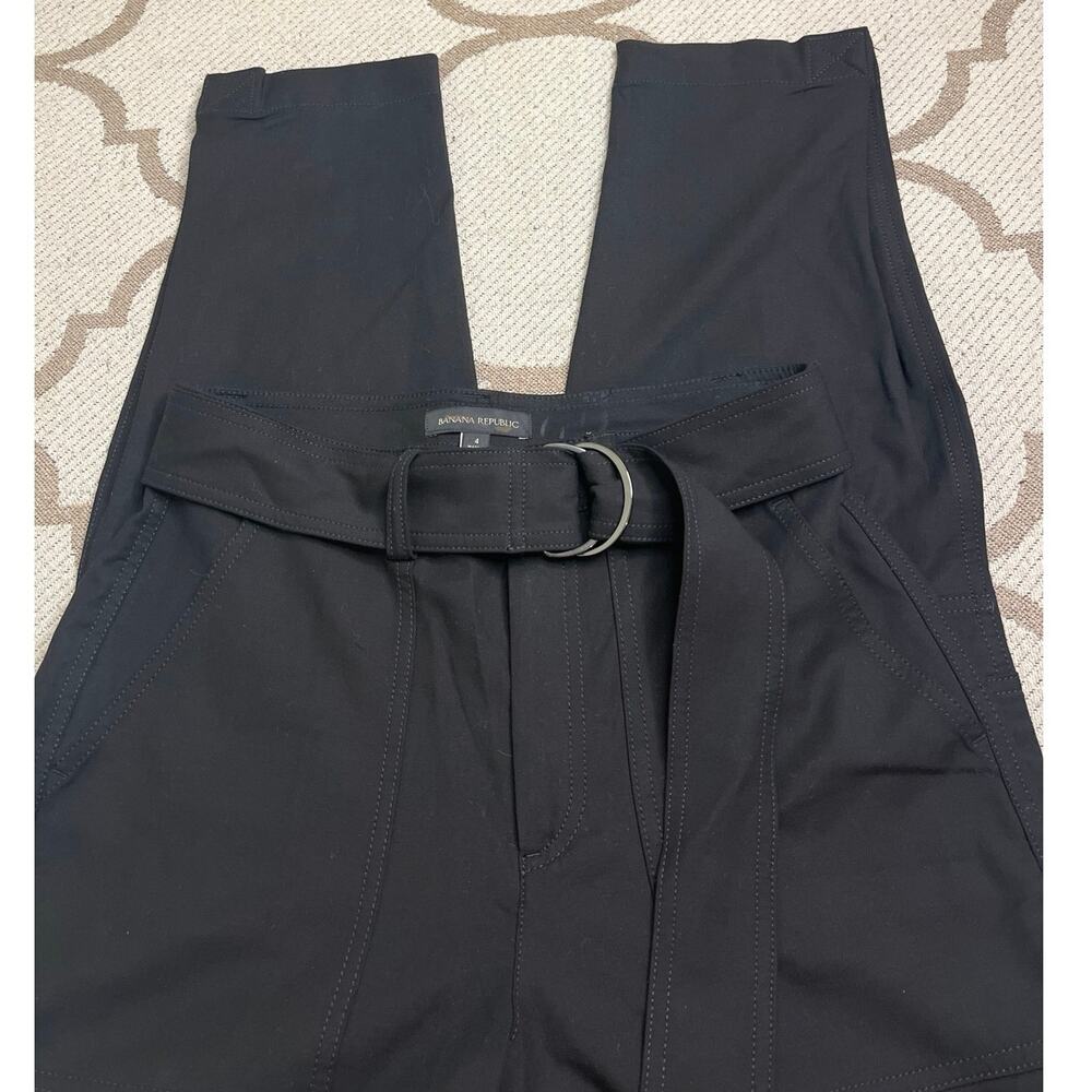 Banana Republic slim refined stretch cargo belted black pants, size 4 - Picture 3 of 14